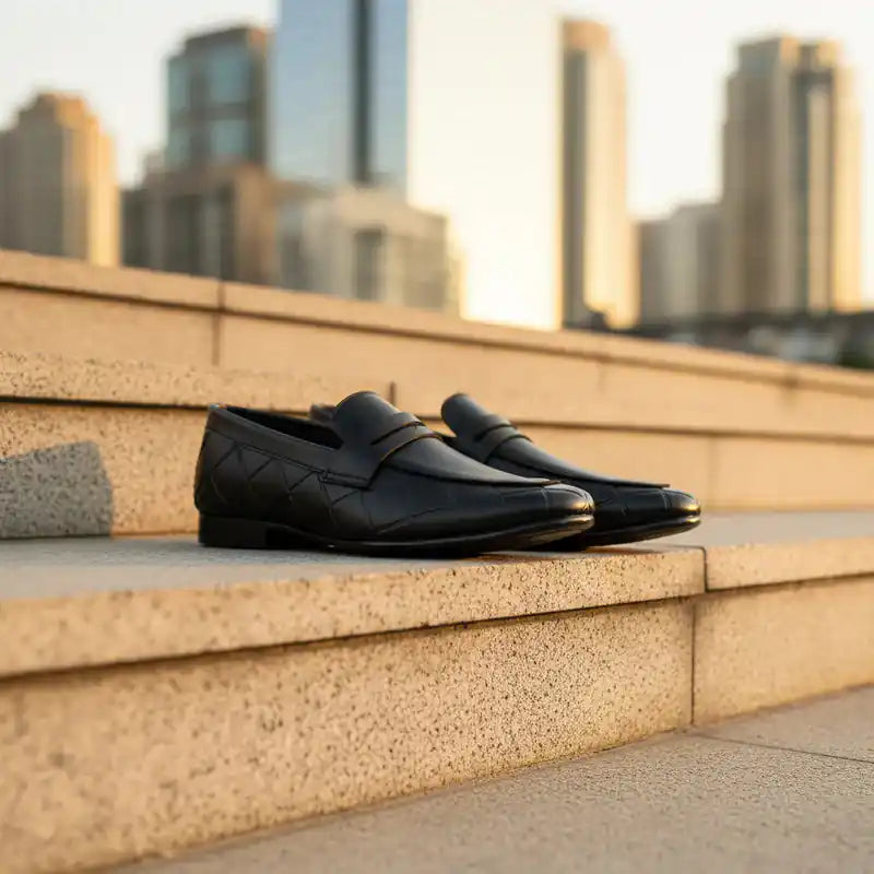 Black Premium Formal Leather Loafers
