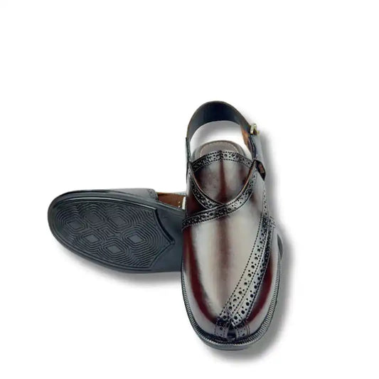 Chocolate Brown Peshawari Chappal – Men's Brogue Leather Sandal