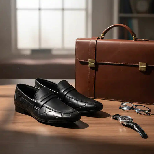 Black Premium Formal Leather Loafers